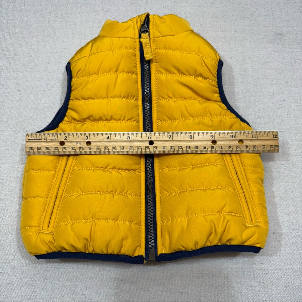 Carters Puffer Vest - Yellow Blue Lined Full Zip Front Hand Pockets - Size 6mos - Picture 6 of 9